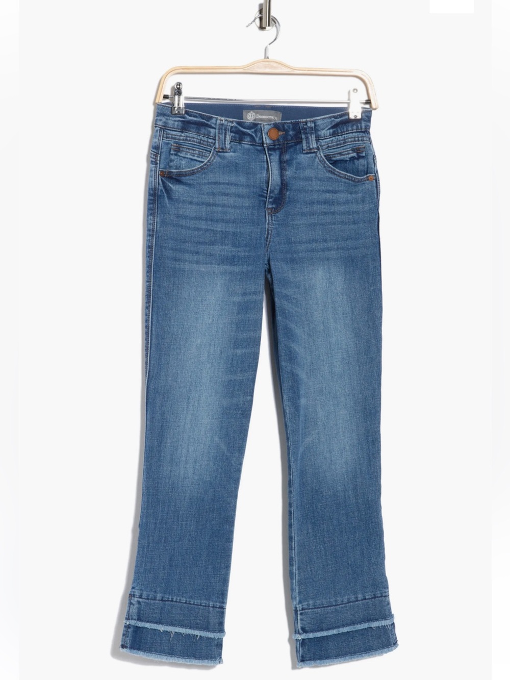 Democracy Double Layer Fray Hem Kick Flare Jeans